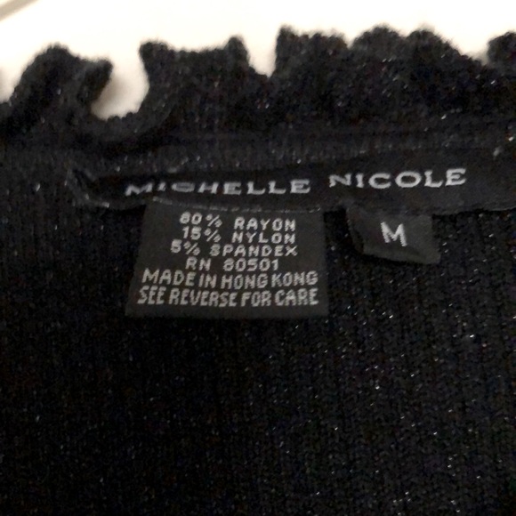 Black rayon-nylon-spandex knot sweater. M - Picture 2 of 4